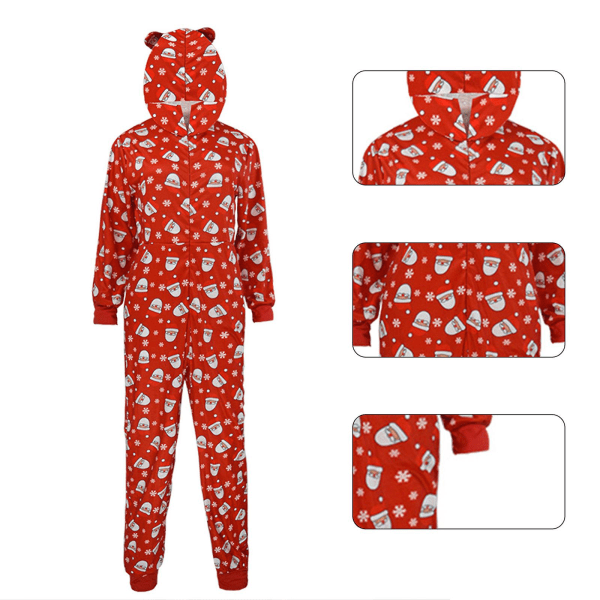 Christmas Jumpsuit, Novelty Christmas Print Langermet Romper, Morsom En integrert hel pyjamas med glidelås bakLDamer Women L