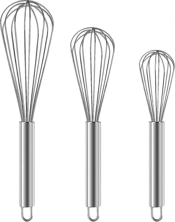 3 mini whisks in stainless steel