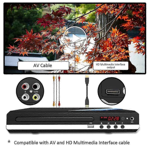Mini DVD Player with 1080p Support, HDMI, USB Port, AV Output and Remote Control