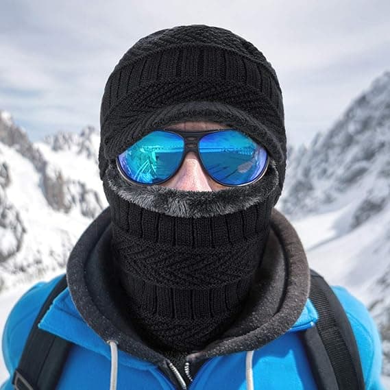 Varm vindtæt skimaske hætte til kvinder vinter termisk balaclava hat sort