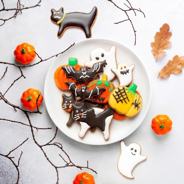 Halloween Cookie Cutter Sæt - 12 Dele Rustfrit Stål Halloween Cookie Cutters, Græskar, Spøgelse, Flagermus og Kat Cookie Cutter