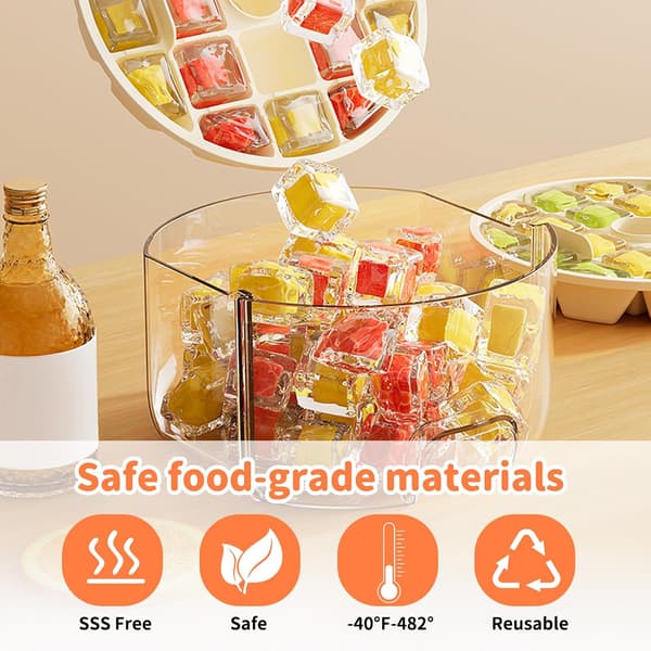 Ice Cube Tray with Lid Reusable Ice Cube Mold with 40 Cubes Easy-Stacking Ice Cube Trays Ice Bucket Set for Freezer Spill Protection for Drinks