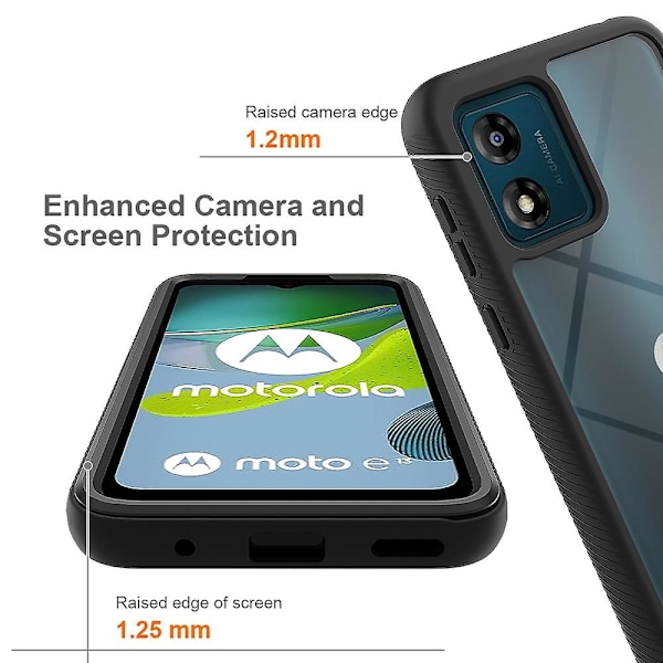 Motorola Moto E13 4G 3-in-1 Täysi Suoja Puhelinkotelo TPU+PC Takakuori PET-Näytönsuojakalvolla