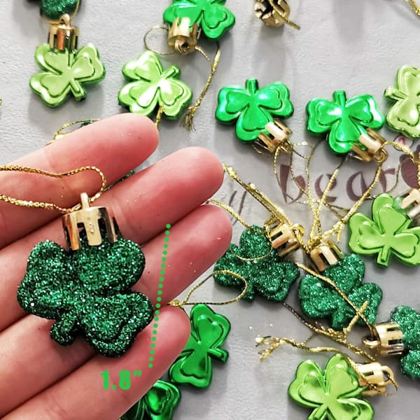 48 St. Patricks Day Shamrock Ornaments, Lucky Clover