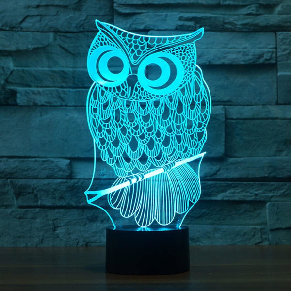 Owl Night Light 3d Optical Illusion Bordslampa för barn, USB Switch Touch 7 färgskiftande leksaker Sängrumsdekor Belysning Födelsedagspresenter till barn Gi