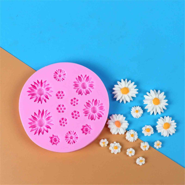Sukkerchokolade Lille Frisk Daisy Solsikke Kage Silikon Gel Form Diy Materiale Aromaterapi Gips Pink