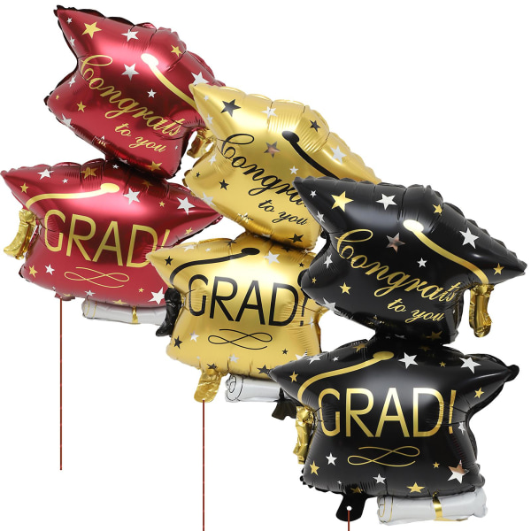 6 stk. Graduation Cap Ballon Dekoration Stor Grad Cap Balloner Graduation Party Dekoration 82X52CM 82X52CM