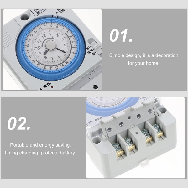 Tidtakere, Mekanisk Tidstyring Bryter 12V AC/DC Mekanisk Timer Multifunksjons Timer Bryter Elektrisk Timer for Hjem