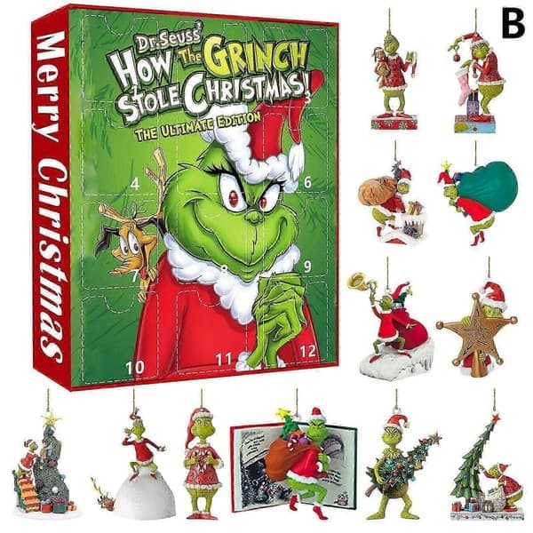 Creative Christmas Countdown Grinch Blind Box Green Monster Christmas Tree Ornaments Christmas Blind Box Model