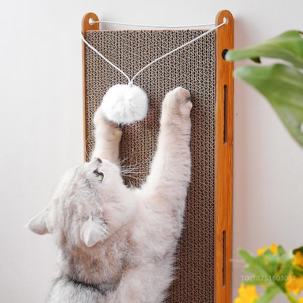 Cat Scratch Board, aaltopahvi, kulutusta kestävä L-tyyppinen pystysuora hiuspallokissan kiipeilyteline, kynsihiontatuote, siruton kissanlelu
