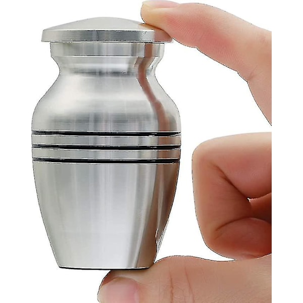 Liten Souvenirurna för Människor eller Husdjursaska, Hård Metall Kremeringsurna, Mini Begravningsurna med Sammetspåse, 1 Styck, Silver
