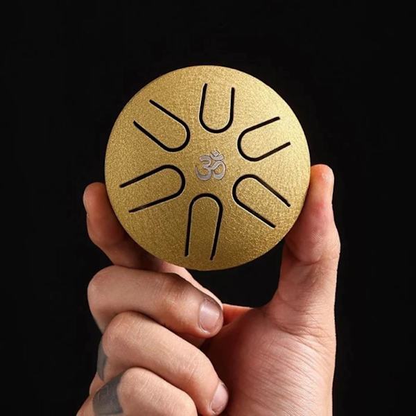 Mini Mikro Tungtromme, Percussion Håndtromme Med Taske Musikbog Kølle Fingerplektre Gylden