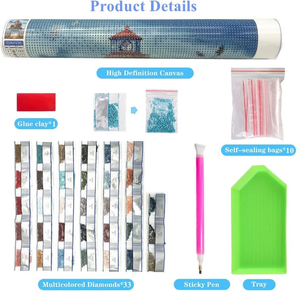 (50) 3 stk DIY Diamantmaling Julekit, 5D Julebroderi