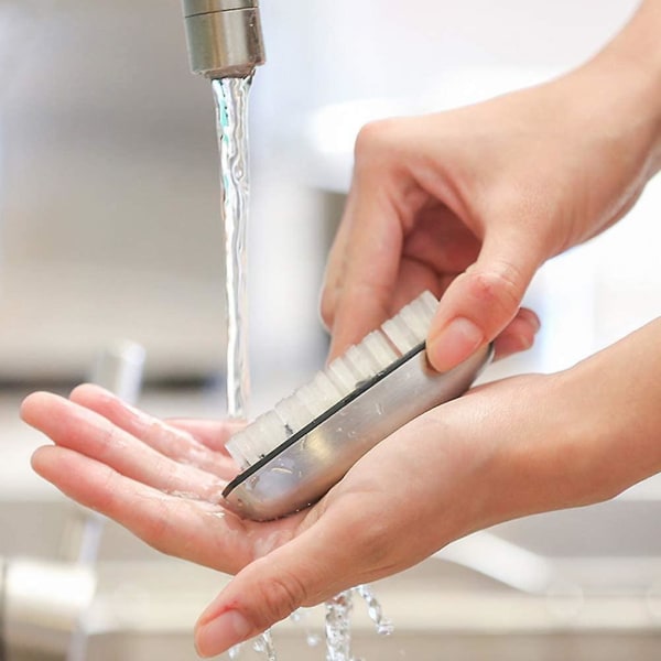 Neglebørste, håndvaskebørster med harde børster Neglerens børstehåndtak Neglefingerspiss skrubbebørste Neglebørster for rengjøring av negler og tær negler (2 stk.