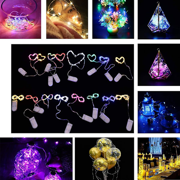 12-pack Fairy String Lights (Batterier Ingår) 10 fot 30 LED-lampor Tråd Batteridriven Fairy Rope Light (7 Färger)