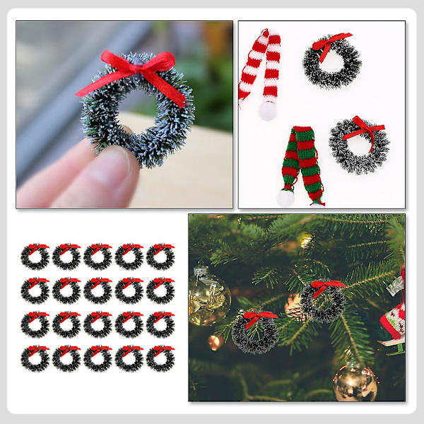 20 st Mini Julkransar för Utomhuslek, Konstgjorda Julkransar, Dekorationer för Julhelgen, Mini Kransar, Hantverk