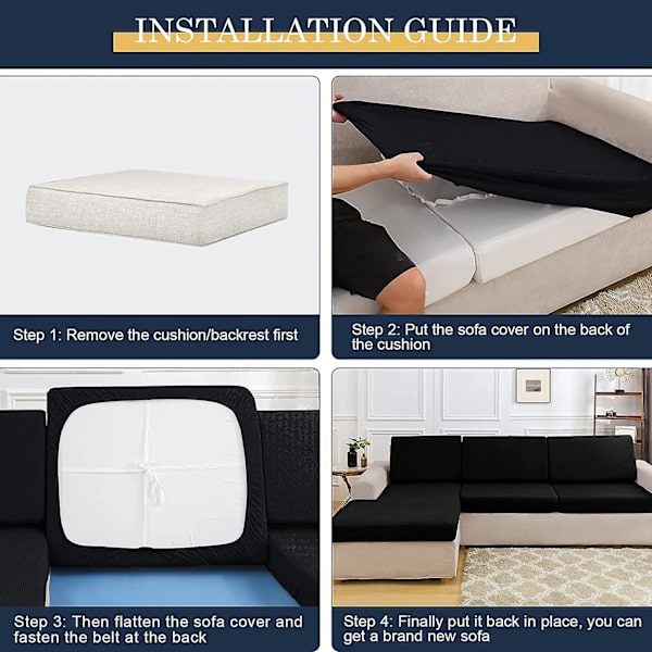 Soffa Sittdyna Kuddöverdrag Stretch Medium Och Stor Storlek 1 2 3 Sitsplatser, Soffaöverdrag Skyddande Överdrag För Universal Hörn Soffa Och Möbel Sittdyna