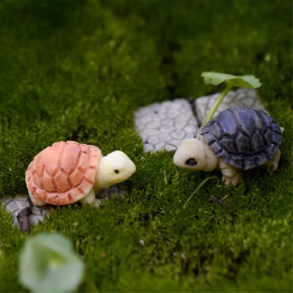 Mini Skildpadde Model Fe Have Miniature Hjem Terrarium Hjem Desktop Sukkulenter Mikro Landskab Dekoration (6 stk, Gul + Sort)