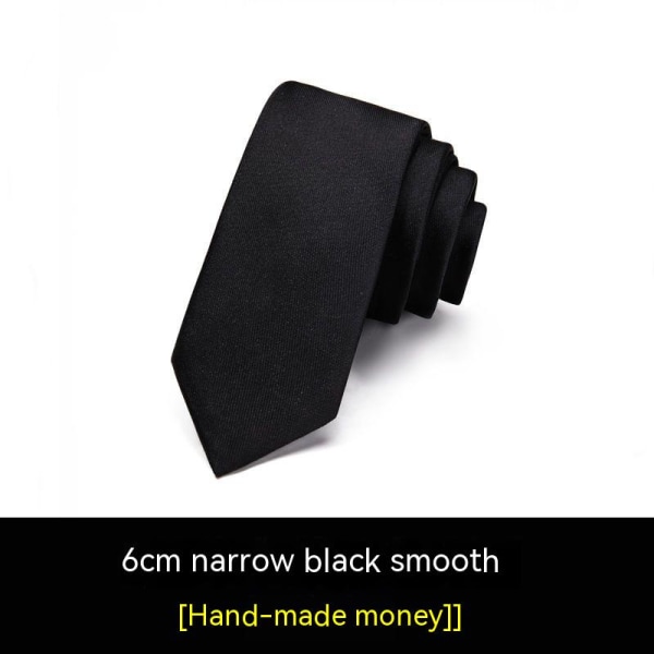Affärsklädsel, 8 cm slips, handslips för män, professionell 6 cm smal svart glänsande slips, i ett stycke