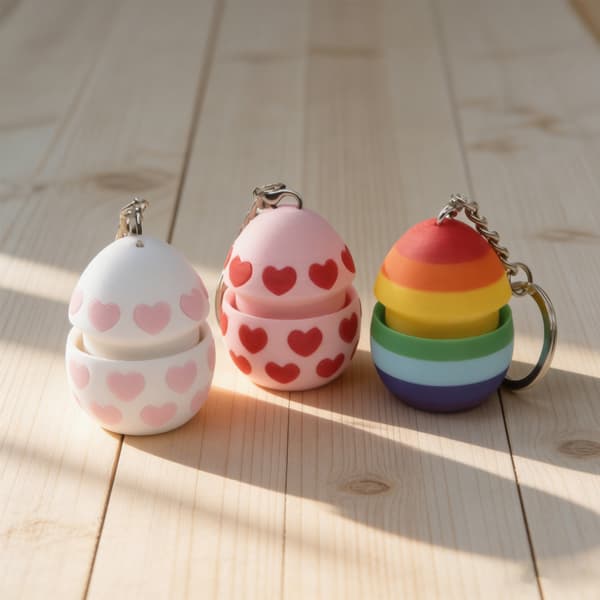 Easter Egg Trend Toy Figure, Stress Relief Button Keychain Accessory, Button Bunny - White Egg with Black Eyes