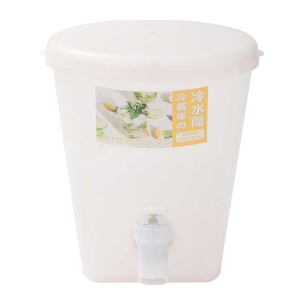 3,5 l Stor Plastbeholder for Drikkevarer, Drikkebeholder med Kran Is-Limonade-Juice-Co White