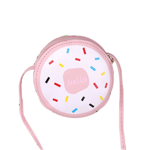 Barn Flickor Lovely Donut Rund Pu Läder Axelväska Crossbody Purse Coin Purse Pink