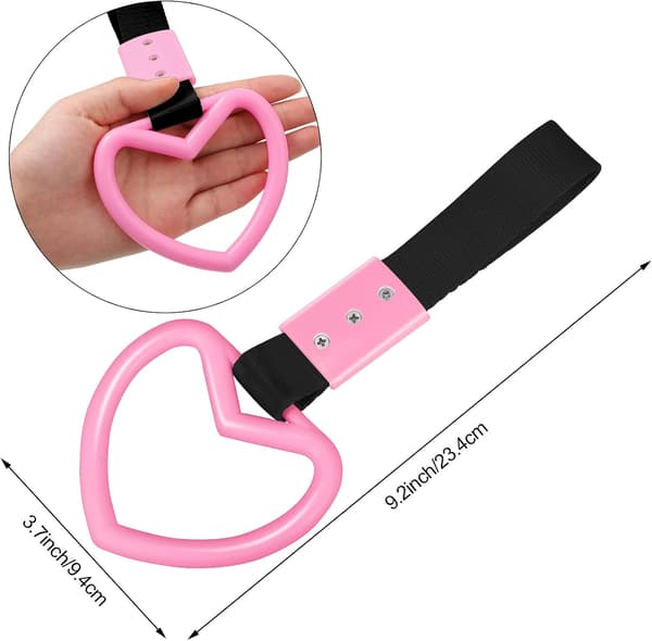2 stk. hjerteformede bilhåndtakstropper (rosa, hvit) Drift