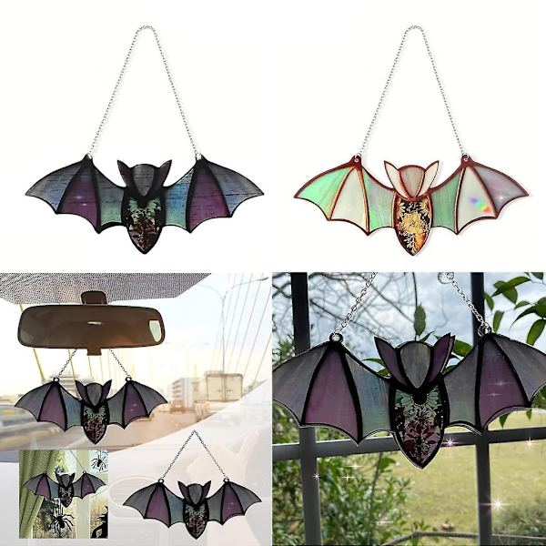 Gul Akryl Fönsterhängande Fladdermus Färgat Glas Fönsterhängande Halloween Fladdermus Gul