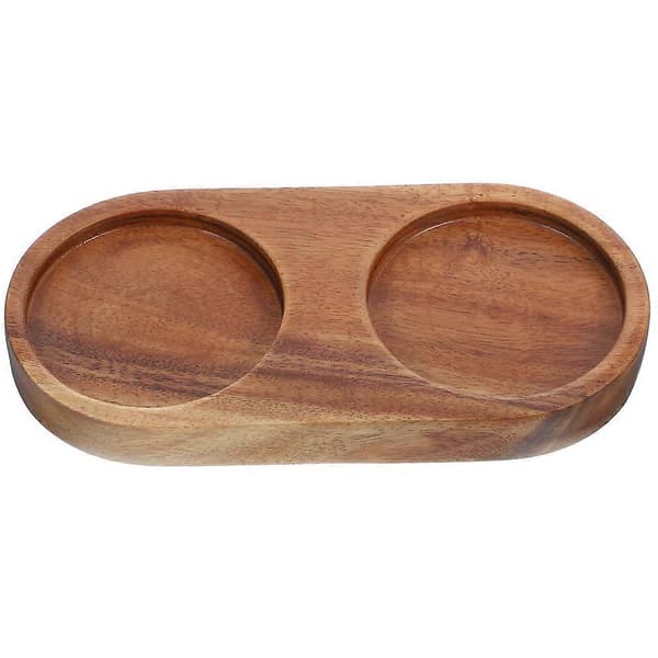 Träbricka och flaskbricka för peppar och salt, bricka för pepparkvarn, träbricka