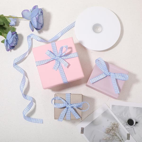 Gingham Ribbon, 45m x 10mm, Polyester, Decorative, for Gift Wrapping, Crafts, Bouquets, Christmas, Weddings