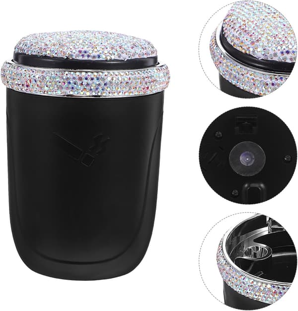 Car Ashtray LED Light Indicator Smokeless Design Windproof Trash Can for Car Use