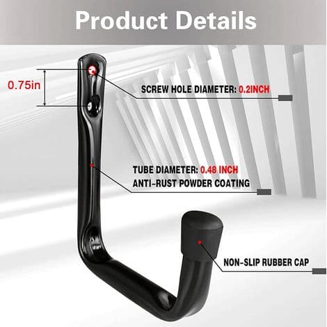 Garage Hooks, Set of 6 Storage Hooks, 10 cm Tool Hooks for Garden Tools, Wall Mounted Hooks, 25 kg Load Capacity