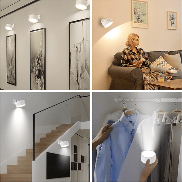2-pack LED Wall Lamp with Different Light Colors and Remote Control White