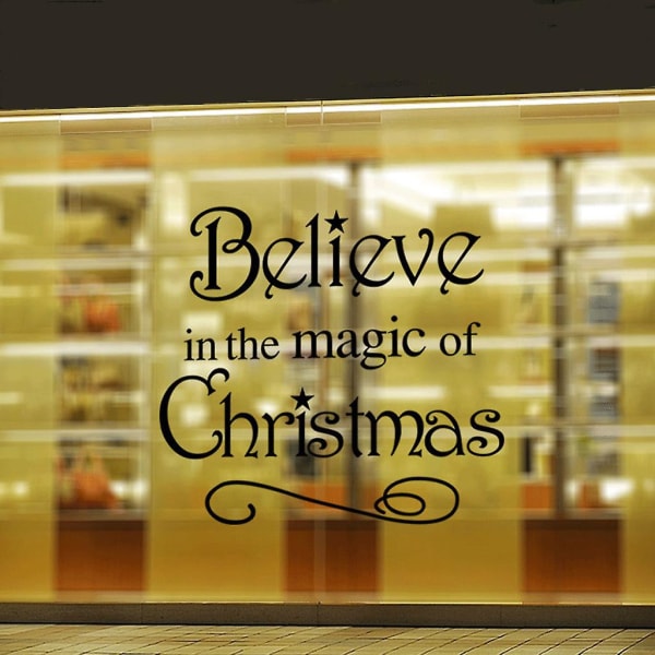 Bokstäver Merry Christmas Vinyl väggkonst glas klistermärke Dekal fönster juldekoration