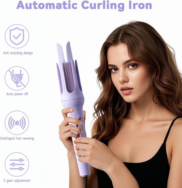 Automatic Hair Curler Curling Iron with 3 Temperature Settings and LCD Display Fast Heating Ceramic Curling Wand Automatic Shut-off Anti-scald