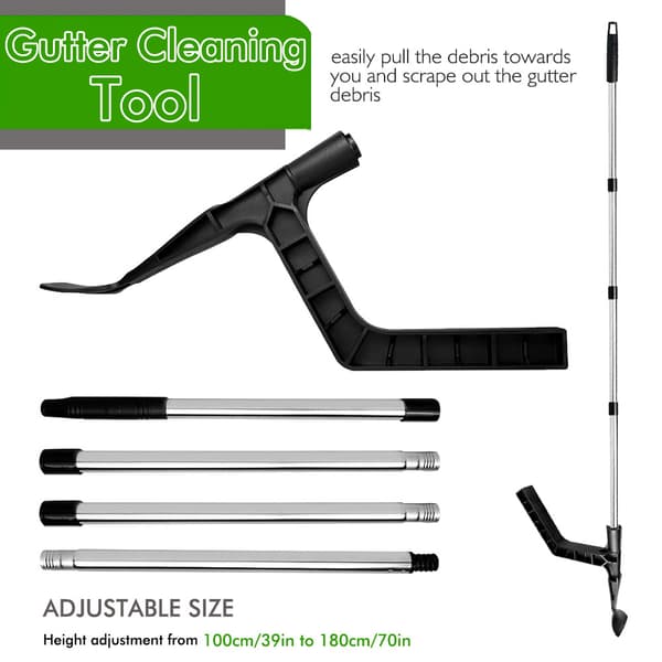 180 cm Gutter Cleaning Tool Telescopic Gutter Cleaner with 4-Part Pole Gutter Cleaning Scoop for Removing Leaves and Debris