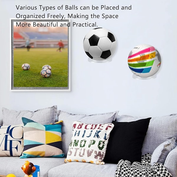 3-pack Basketbollshållare Väggmontering, Akryl Fotboll Displayställ Transparent Bollhängare Förvaring, för Fotboll, Basketboll