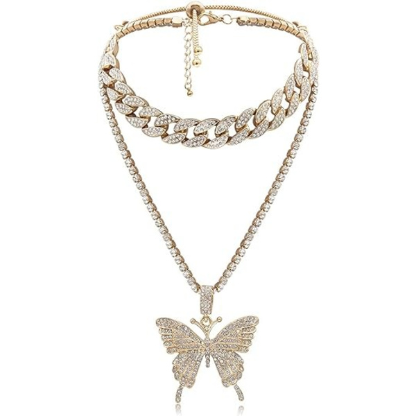 Halskæde til kvinder, Hip Hop Guld Krystal Choker Halskæde Kæde med Bling Bling Rhinestone Smykker Mode Tilbehør til Piger