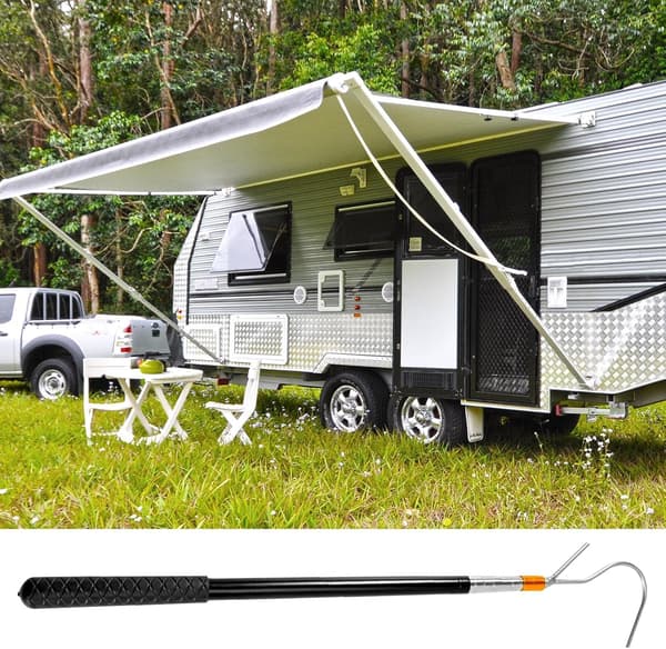 RV Awning Puller, Telescopic Awning Opener, Easy Reach Awning Rod, Multi-Section Locking Pole, Extendable Awning Puller, RV Camping Accessories[DB]