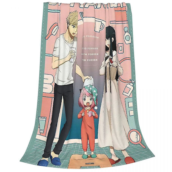 Anime Spy X Family tæpper fleece alle sæsoner bærbare ultra-bløde tæpper til sofa soveværelse sengetæppe
