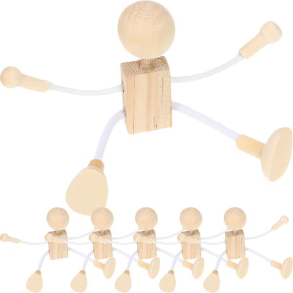 6 stk. trefigurer, uferdige DIY-malingssett med glatte kanter