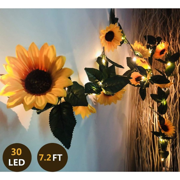 30 Led 10 jalan tekoauringonkukkaseppeleen valot tekokukka kukkaseppele Paristokäyttöiset valokoristeet