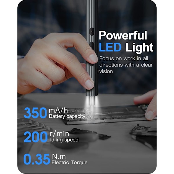 Mini Elektrisk Skruvmejsel, 36 i 1 Sladdlös Precisions Power Skruvmejsel Set med 30 Magnetiska Bits, Laddningsbar Reparationsverktygsuppsättning