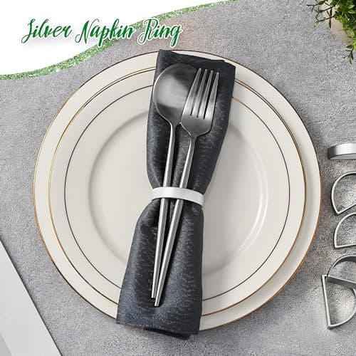 3,5x2,5 cm Sølv Servietringe Sæt med 6, Halvcirkelformede Metalliske Servietholdere, Efterår Thanksgiving Servietringe, C