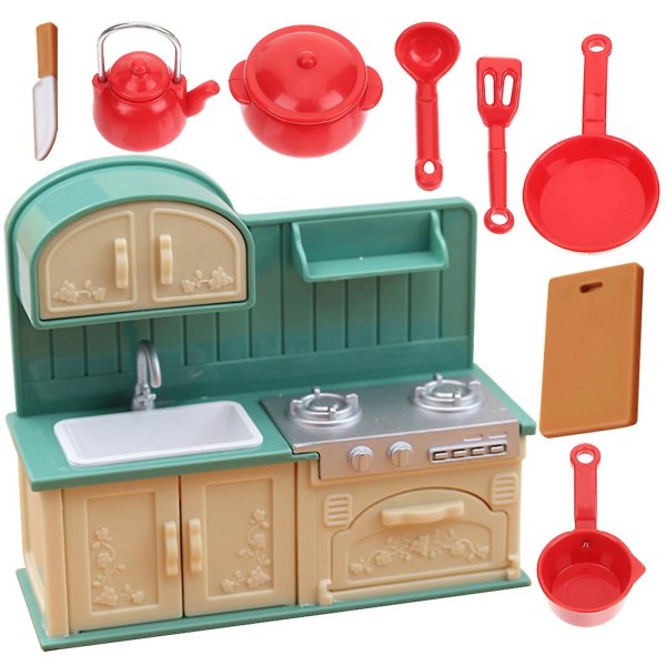 1 Set Miniatyrdockhuskökstillbehör Miniatyrkockredskapsskåp Barn Leklåts T