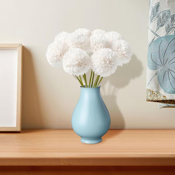 12 stk (hvite) kunstige krysantemumkuleblomster i silke