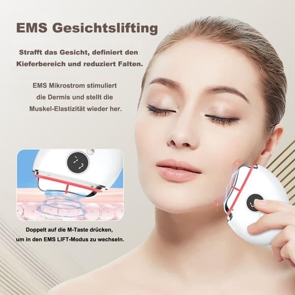 EMS Gua Sha Facial Massager, Vibration and Heat, Anti-Wrinkle, Red/Blue/Green Light