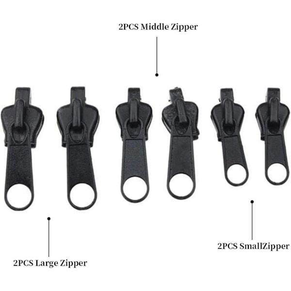 6 st Fix Zip Dragkedja, Zip Slider Reparationskit Instant, Instant Dragkedjeset, Fix Dragkedja Avtagbar Räddningsersättningspaket, Instant Dragkedjeset