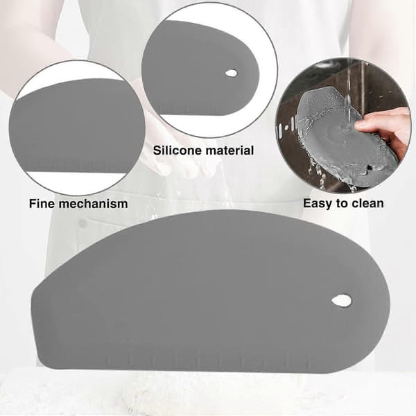 Dough Scraper Cutter Confectionery Scraper Food-Grade Silicone Dough Cutter Flexible Bowl Scraper, Non-Slip Kitchen Baking