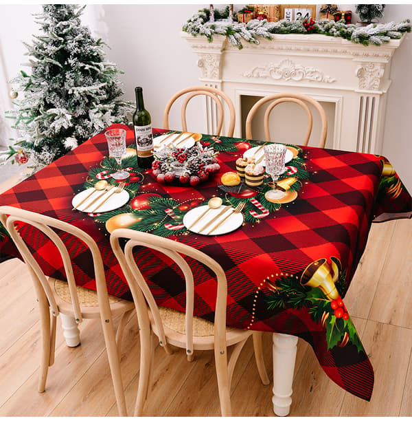 Christmas Tablecloth Rectangular, Festive Style 3D Printed Tablecloths Waterproof Anti-Stain Oil-Proof Washable